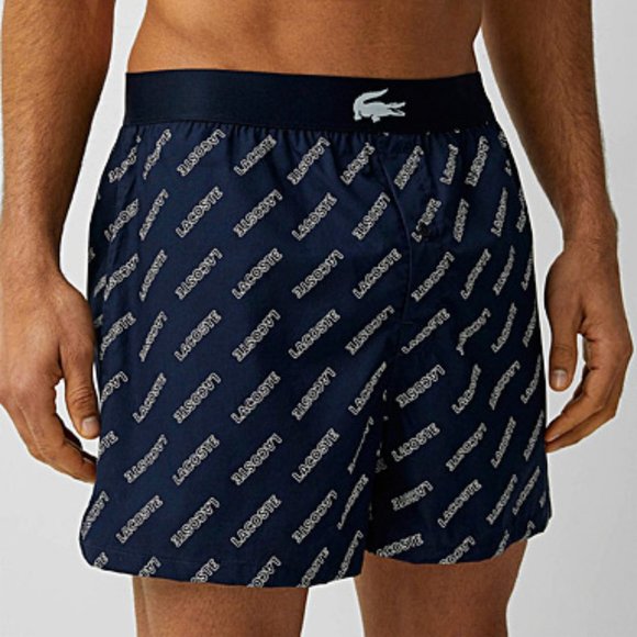 Lacoste Boxer Shorts Underwear All Over Print Navy White - Picture 1 of 4